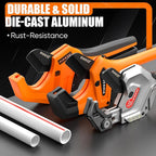 PVC Pipe Cutter Cuts up to 2-1/2”, Aluminum Ratchet Pipe Cutter Tool Heavy-Duty for PVC, PPR, PE, PEX, Plastic Hoses & Plumbing Pipes, Fast Pipe Tube Cutters with Teflon Coated SK5 Blade
