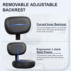 Drafting Chair with Backrest – Adjustable Foot Rest Rolling Stool with Wheels, PU Leather Swivel Stool for Office Spa Studio Lab Counter Salon Home Work Bar Kitchen Shop(Black)