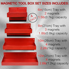 Magnetic Shelf 4-Pcs Set - Red Tool Trays - Metal Tool Box With Strong Magnets - Storage for Toolbox - Tool Box Accessories for Van Workshop