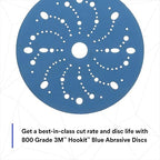 3M Hookit Blue Abrasive Discs 36184, Multi-Hole, 6 in, 800+ Grade, Pack of 50, Virtually Dust-Free, for Auto Sanding, Body Repair, Featheredging, Primer Sanding, Paint Preparation, E-Coat Sanding