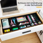 Vtopmart 25 PCS Office Desk Drawer Organizers Set, 4-Size Versatile Plastic Drawer Organizer Trays, Storage Bins for Desk Accessories Office Organizers and Storage, Bathroom, Makeup, Vanity, Black