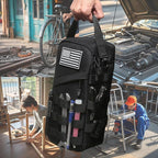 Heavy Duty Small Tool Bag with D-Ring Clip,Flag Patch&Shoulder Strap - Small Tactical Molle Zipper Tool Bag,EDC Storage Tool Bags for Men,Multipurpose Utility Work Organizer Bag