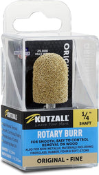 Kutzall Original Ball Nose Rotary Burr, 1⁄4" Shaft, Fine - Wood Carving Bit for Bosch, DeWalt, Milwaukee. Abrasive Tungsten Carbide, 3⁄4" (19mm) Dia. X 1-1⁄8" (28.5mm) Length, BN-34G