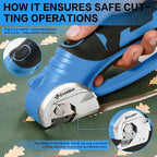 4v Cordless Electric Scissors, Electric Box Cutter With LED Light and Safety Lock, Cardboard Cutter, Rotary Cutter for Cardboard Leather Carpet Plastic Blue