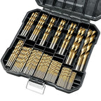 99 Pcs Drill Bit Set(1/16“-3/8”), 135° Tip Titanium Coated High Speed Steel, Twist Drill Bit Kit for Iron, Aluminum Alloy, Copper, Wood, Plastic, with Hard Storage