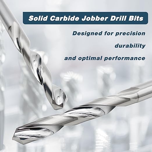 3/8" Solid Carbide Jobber Drill Bits with Straight Shank and 118° Point Angle, Made from Tungsten Carbide Material,1-Pieces