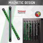 ALOANES 6-Piece Magnetic Socket Organizer, Heavy Duty Aluminum Socket Rails Organizer, 360° Swivel Clips Socket Holder Kit for Tool Box, 1/2, 3/8, 1/4-Inch Socket Holder x 80 Clips (Green&Black)