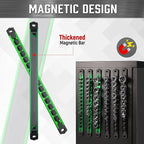 ALOANES 6-Piece Magnetic Socket Organizer, Heavy Duty Aluminum Socket Rails Organizer, 360° Swivel Clips Socket Holder Kit for Tool Box, 1/2, 3/8, 1/4-Inch Socket Holder x 80 Clips (Green&Blue)