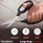 DUROX - Heavy Duty Scissors, Multipurpose Utility Scissors. Built to Cut Leather, Cardboard, Carpet, Plastic and Rope. All Purpose Heavy Duty Kitchen Scissors to Cut Meat, Poultry and Chicken Bones
