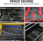 48 pcs Magnetic Modular Wrench Organizers for Tool Drawers - Wrench Rack with Metric&SAE Labels, Perfect Tool Storage Holder with Magnet. Gift for father, brother and boyfriend (Red with magnets)