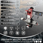 Benchtop Mini Milling Drilling Machine 1500W Brushless Mill Drill with X-Axis Power Feed,3-Axis Grating Ruler,±90° Spindle,50-2250 RPM for Metal/Wood/Plastic Working R8 Spindle 110V