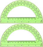 EBOOT Plastic Protractor Math Protractors 180 Degrees, 6 Inch, Pack of 2 (Green)