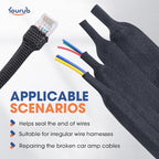 2 to 1 Heat Shrink Woven Tubing Abrasion Resistant Braided Sleeving Shrinkable Fabric Loom Protector for Auto Amp Harness Sheath Cable(1" ID-216inch)