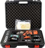 Electric Hydraulic Crimping Tool, Battery Cable Crimper Tool, 8 Ton Wire Crimpers Electrical, Crimping Rang 8AWG-600MCM(10-300m²) and Electrical Crimping Tool 12 Pairs of Dies (JGS-300S)