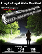 PHIXTON Rechargeable Flashlights High Lumens 2000 Super Bright Long Range 3280FT, Long Lasting 15H Powerful USB C LED Strong Flash Light High Powered, Heavy Duty, Zoomable, for Home Camping Gift
