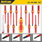 HURRICANE 1000V Insulated Electrician Screwdriver Set, All-in-One Premium Professional 13-Pieces CR-V Magnetic Phillips Slotted Pozidriv Torx Screwdriver