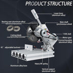 RATTMMOTOR 5" Mini Table Saw for Craft Q99-7 Multipurpose Portable Small Hobby Table Saw Cutting Machine 110V-220V, 0-45° Angle Adjustable, 997 Motor 18000RPM for Crafts