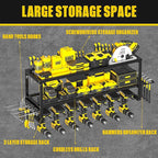 Power Tool Organizer Wall Mount for Tool Storage, Heavy Duty 7 Slots Cordless Drill Holder and Battery Shelf, Metal Tool Holder and Storage Rack with Charging Station for Garage Organization