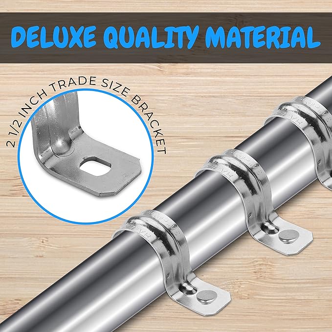 OhLectric Heavy Duty Rigid Pipe Strap - Sturdy One Hole Steel Straps - Premium-Quality Zinc Plated Steel - Reinforced Rib for Extra Strength - Corrosion Resistant - 2-1/2 Inches (Pack of 5); OL-43107