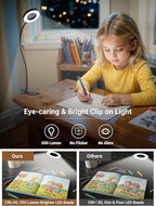 Clip on Lamp,5 Colors+10 Brightness LED Desk Lamp with Clamp,550lm Bright Clip on Light for Bed Headboard/Bedside Table,360°Adjustable Reading Light for Bed,Desk Lights for Home Office Study [Adapter]