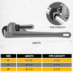 deli 3-Piece Heavy Duty Aluminum Pipe Wrench Set, 10" 14" 18" Adjustable Pipe Wrench Set with Tool Bag, Professional Plumbing wrench Set, for Pipe, Home, Vehicle repair