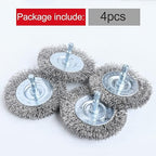4pcs 3 Inch Stainless Steel Wire Wheel Brushes Kit for Drill with 1/4-Inch Hex Shank (4)
