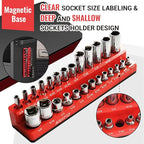 6-Piece Magnetic Socket Organizer Set, Magnetic Socket Holder Includes 1/4", 3/8", 1/2" Drive Metric SAE Socket Trays, Holds 143 Pieces Standard and Deep Sockets(Socket not Included)