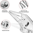 MAXPOWER 9-inch Long Nose Locking Pliers, Locking pliers with Two-position Opening Adjustment, Max Jaw Opening 3.14"