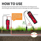 Underground Wire Locator – Rechargeable Cable & Pet Fence Break Detector, 2.6ft Depth, Earphone Support, Model NF-817L