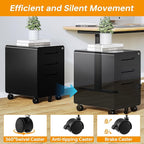 STANI 3 Drawer Filing Cabinet, Metal Filing Cabinet Legal/Letter Size with Lock, Mobile Storage Cabinet for Home and Office, Fully Assembled Except Wheels