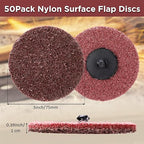 50 Pcs 3 Inch Sanding Discs Quick Change Sanding Discs Nylon Surface Conditioning Grinder Wheels for Angle Grinder, Stock and Rust Removal, Grinding, Deburring(Red)