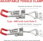 2Pack Stainless Steel 304 Adjustable Toggle Clamp Catch Clasp With Lock Hole, Heavy Duty Quick Release Clamp Anti-Slip Push Pull Toggle Clamp w/Free Screws (Model: 4001 with Lock Hole-S)