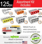 WAGO 2773 Wall Nuts 125pc Push-in Wire Connector Assortment Kit with Case | Splicing for Solid and Stranded Electrical Conductors | 2773-402, 2773-403, 2773-404, 2773-405, 2773-406, 2773-408