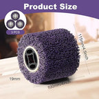 Rocaris 3PCS 36 Grit Abrasive Drawing Wheel Drum, 4.5"×4" Wire Drawing Polishing Burnishing Wheels, Buffing Wheels for Wood Metal Surface Polishing, Purple