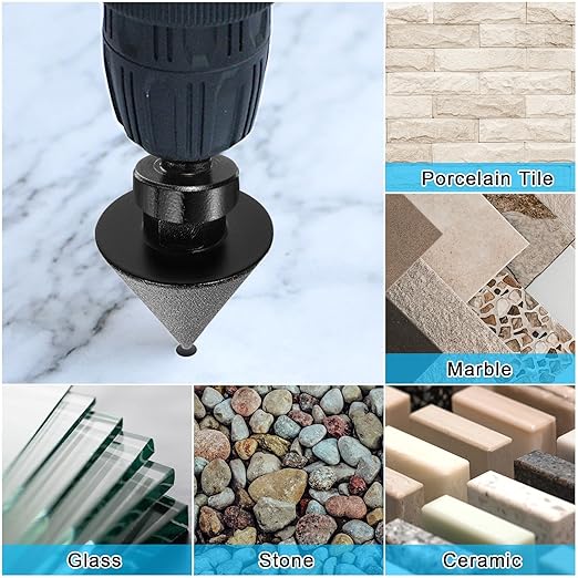 HARFINGTON Diamond Beveling Chamfer Bits 48mm Dia 5/8-11 Thread Cone Grinder Bit with Adapter, Countersink Drill Bit to Enlarge Holes for Porcelain Tile, Marble, Ceramic, Glass, Stones