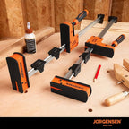 JORGENSEN 12-Inch Parallel Bar Clamp, Heavy-Duty Cabinet Master Clamp for Woodworking Glue-Up, 2200 lbs Force, Quick Release, Spreader Function, 2-Pack