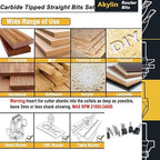 8Pcs Straight Router Bit 1/4 Shank,Cutting Diameter 1/16"-1/8"-3/16"-1/4"-3/8"-1/2"-5/8"-3/4",CNC Carbide Straight Router Bits for Woodworking Routing, Plunging, Dadoing (Wooden Case Package)