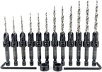 FTG USA Countersink Drill Bit Set for Wood with Tapered Drill Bit - #4 (7/64"), #6 (9/64"), #8 (11/64"), #10 (3/16")