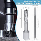 KEENTECH Carbide-Tipped Annular Cutter, 1/2" Diameter x 2" Depth, 3/4" Weldon Shank (2 Flat), High Speed Cutting TCT Mag Drill Bit with Pilot Pin for Harder Material, Stainless Steel, Cast Iron