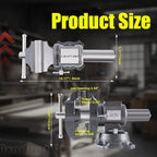 FATO 5-inch Heavy Duty Bench Vise, 360°-Degree Ductile Iron Bench Vise Multi-Purpose Swivel Base and Head With Anvil, Utility Combination Pipe Home Vise for Woodworking