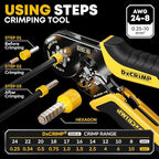 Ferrule Crimping Tool Kit, Ratchet Pliers for 24-8 AWG with 24 Types Insulated and Non-Insulated Ferrules, Hexagon Ferrule Crimper, Wire Ferrules Kit, Crimping Pliers set with Wire Strippers