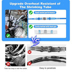 Kuject 150PCS Solder Seal Wire Connectors AWG 16-14, Blue Solder Seal Heat Shrink Butt Connectors Terminals Sleeve Waterproof Wire Splice Connector for Marine Boat Wire Joint