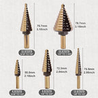 Step Drill Bit Set 5PCS, Step Drill Bit for Metal Plastic Aluminum Iron Stainless Steel Wood, High Speed Steel Titanium Coated Cone Drill Bits