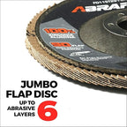 Jumbo Zirconia Flap Discs 4 1/2 for Angle Grinder, 120 Grit 4.5" x 7/8" High Density Type 29 Arbor Grinding Wheels for Wood Finishing, Rust Removal, Metal Sanding - 10 Pack