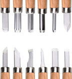 12 PCS Wood Carving Tools Set Plastic Storage Case Easy to Use Mini Wood Chisel Beginner Wood Carving Kit for Adults and Kids Carving Kit Gift