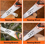JORGENSEN 15 Inch Pro Hand Saw, 8 TPI Fine-Cut Ergonomic Non-Slip Aluminum Ultrasonic Welding Handle for Sawing, Trimming, Gardening, Woodworking, Drywall, Plastic Pipes