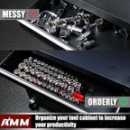 AMM 9-Piece Socket Organizer, 1/2 inch, 3/8 inch and 1/4 inch Drive ABS Tools-Red Socket Holder,Heavy Duty Socket Racks, Premium Quality Socket Clip Rail Holder,The best tool trays in the garage
