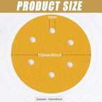 6 Inch - 6 Hole Hook and Loop Sanding Discs 180 Grit, Random Orbital Sandpaper for Automotive and Woodworking - 100 Pack