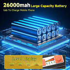300W LED Solar Work Light 26000LM Magnetic Portable Light, 26000mAh Rechargeable with 5 Modes, IP66 Waterproof for Outdoor Camping, Car Repair, Building, Workshop, Garage, Emergency