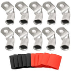 Tinned Copper Cable Lugs 10pcs 8 AWG-5/16 90 Degree Bent Battery Lugs,Heavy Duty Wire Lugs,Ring Terminal,8 Guage terminals,Battery Cable Ends/Terminal Connectors with 10pcs 3:1 Heat Shrink Tubing